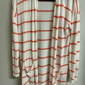 Summer sweater - coral stripes on bright white
